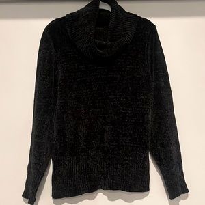 Black LOFT Chenille Cowl Neck Sweater in size L